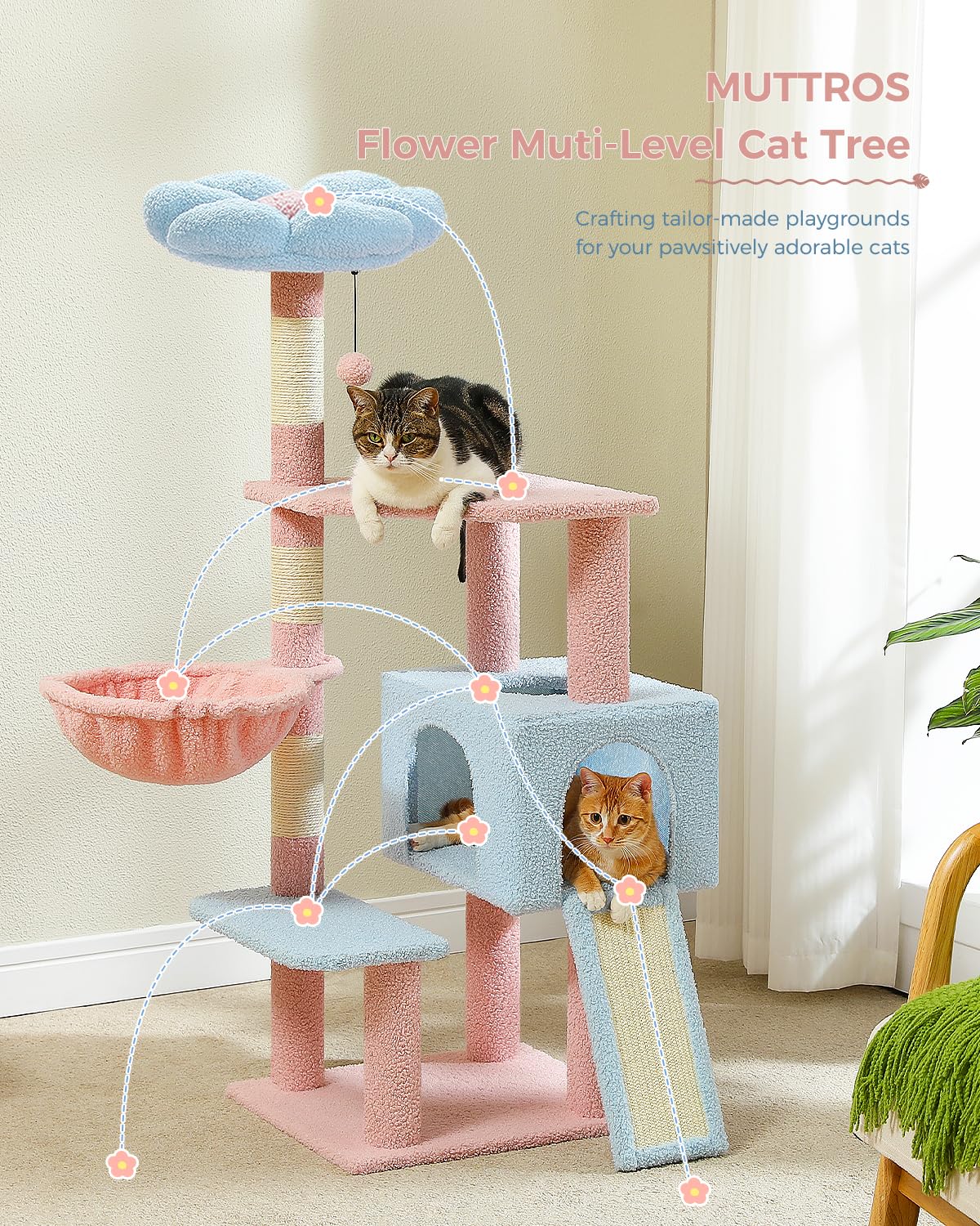 Amazon.com : MUTTROS Flower Cat Tree 47.2